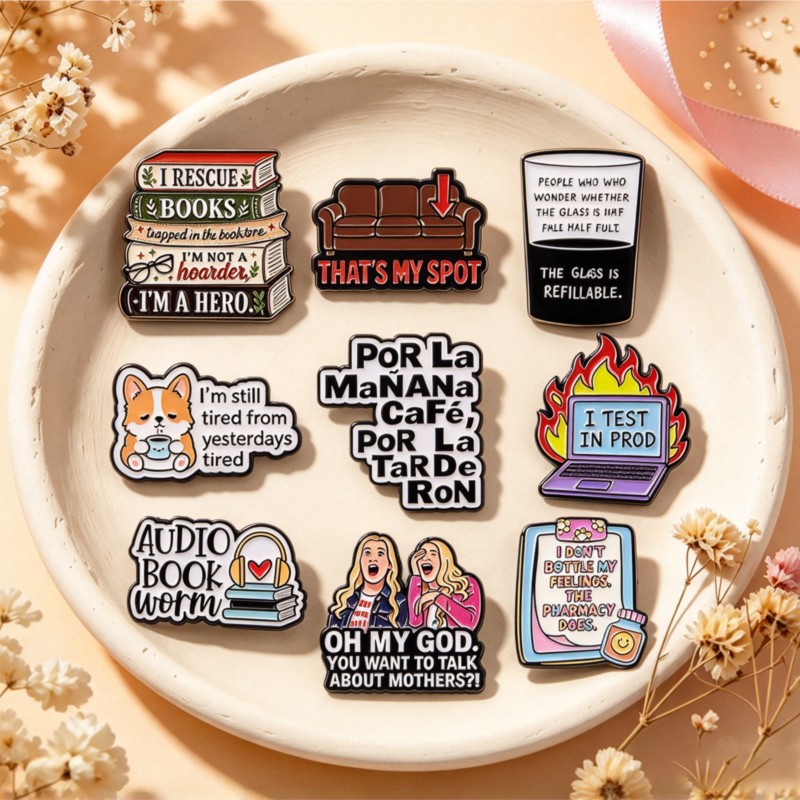 Tablet Cute Accessories - Urocze, zabawne przypinki emaliowane z cytatami,