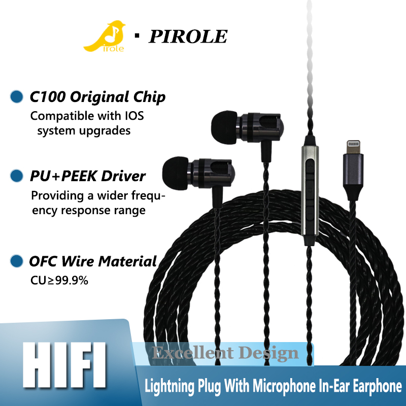 Wired Earphone Lightning - Oryginalne przewodowe słuchawki douszne z mikrofonem,